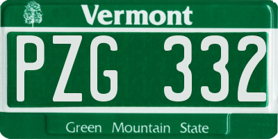 VT license plate PZG332