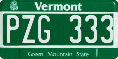 VT license plate PZG333