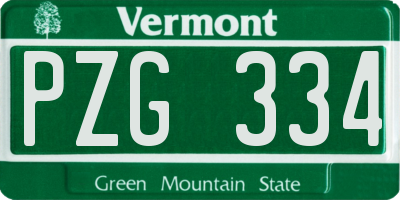 VT license plate PZG334