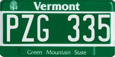 VT license plate PZG335