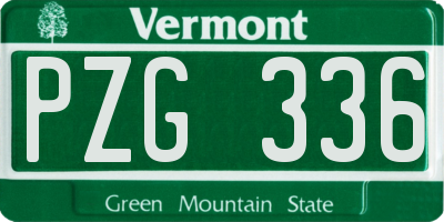 VT license plate PZG336