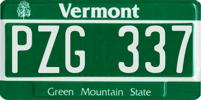 VT license plate PZG337