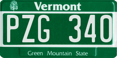 VT license plate PZG340
