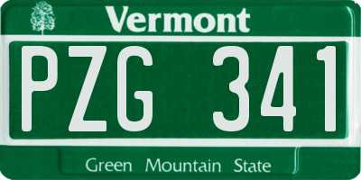 VT license plate PZG341