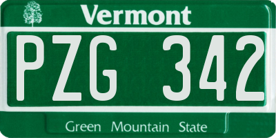 VT license plate PZG342