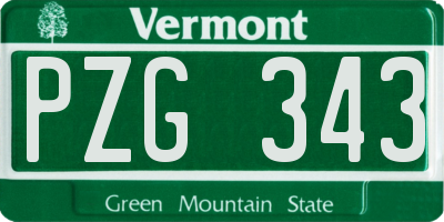 VT license plate PZG343