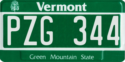 VT license plate PZG344