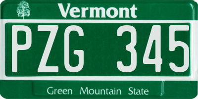 VT license plate PZG345