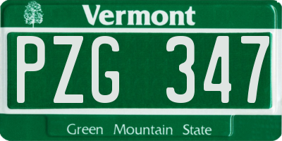 VT license plate PZG347
