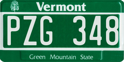 VT license plate PZG348