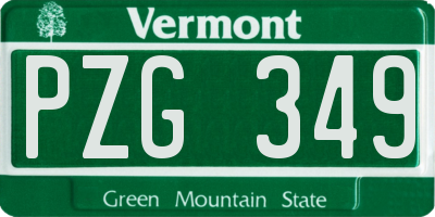 VT license plate PZG349