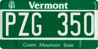 VT license plate PZG350