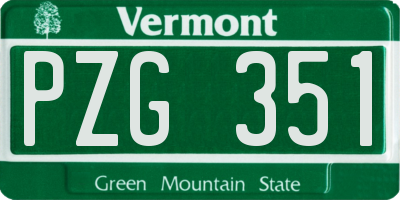 VT license plate PZG351