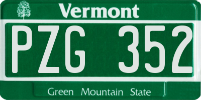 VT license plate PZG352
