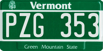 VT license plate PZG353