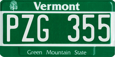 VT license plate PZG355
