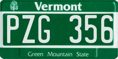 VT license plate PZG356