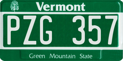 VT license plate PZG357