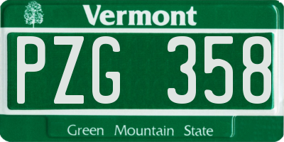VT license plate PZG358