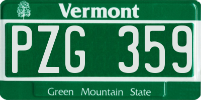 VT license plate PZG359