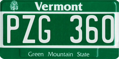 VT license plate PZG360