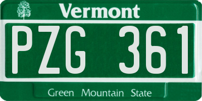 VT license plate PZG361