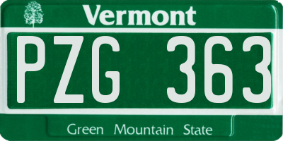 VT license plate PZG363