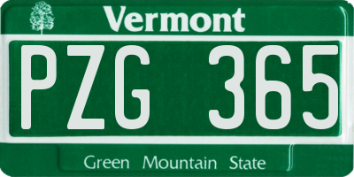 VT license plate PZG365