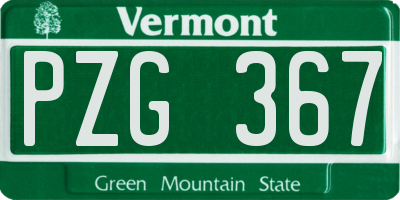 VT license plate PZG367