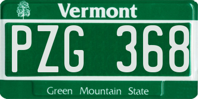 VT license plate PZG368