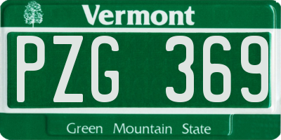 VT license plate PZG369