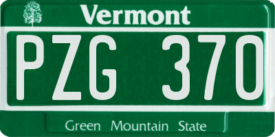 VT license plate PZG370