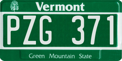VT license plate PZG371