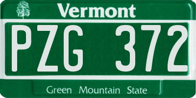 VT license plate PZG372