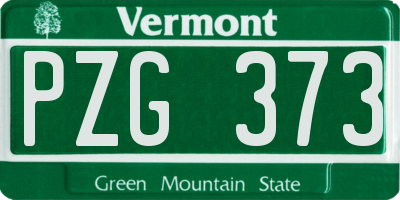 VT license plate PZG373