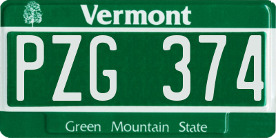 VT license plate PZG374