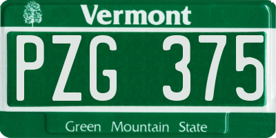 VT license plate PZG375