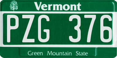 VT license plate PZG376