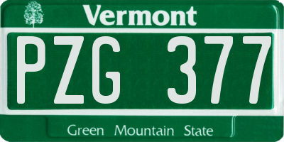 VT license plate PZG377
