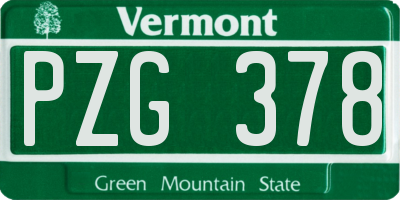 VT license plate PZG378