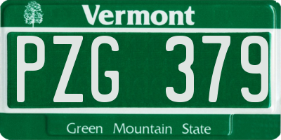VT license plate PZG379