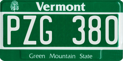 VT license plate PZG380