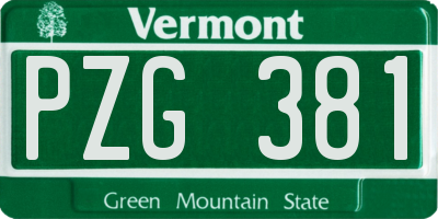 VT license plate PZG381