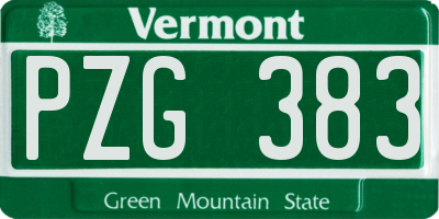 VT license plate PZG383