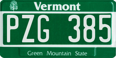 VT license plate PZG385