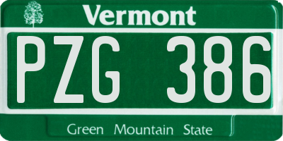 VT license plate PZG386