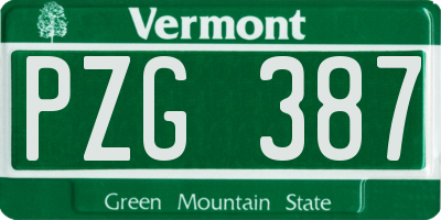 VT license plate PZG387