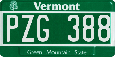 VT license plate PZG388