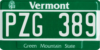 VT license plate PZG389