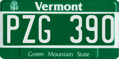 VT license plate PZG390